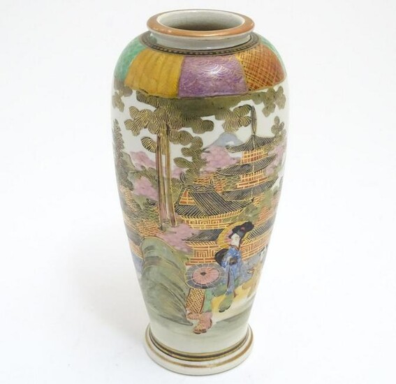 A Japanese Satsuma vase with hand painted and gilt