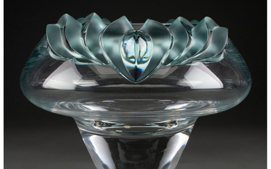 A Lalique Clear and Green Glass Persepolis Bowl in Original Fitted Box (post-1945)