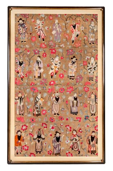 A Large Embroidered Silk Panel