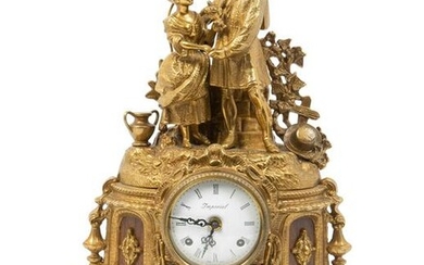 A Louis Philippe Gilt-Metal Figural Mantel Clock Height