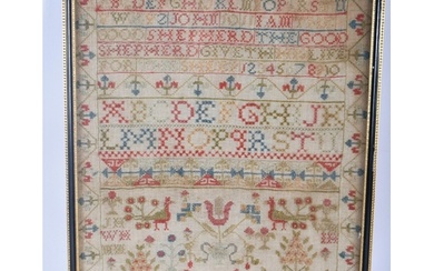 A MID 19TH CENTURY FRAMED EMBROIDERED SAMPLER by Isabella He...