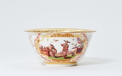 A Meissen porcelain slop bowl with Hoeroldt Chinoiseries