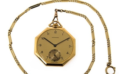 SOLD. A Movado 18k gold open-face octagonal pocket watch. 1930s. Total weight 50 g. Case diam. 40 mm. – Bruun Rasmussen Auctioneers of Fine Art