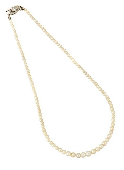 A NATURAL SALTWATER PEARL CHOKER NECKLACE, WITH DIAMOND