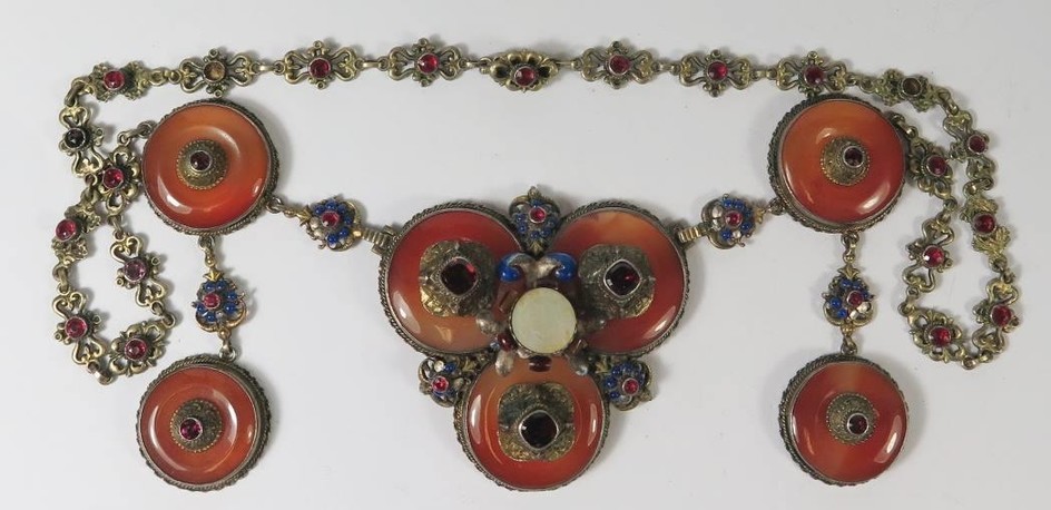 A Nineteenth Century Austro-Hungarian Necklace set with semi...
