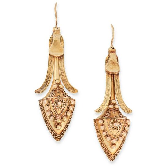 A PAIR OF ANTIQUE DROP EARRINGS, 19TH CENTURY in high