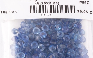 A PARCEL OF UNSET KYANITES; 166 round cut gemstones total 30.05ct.