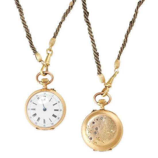 A PENDANT WATCH AND CHAIN, EARLY 20TH CENTURY the watch