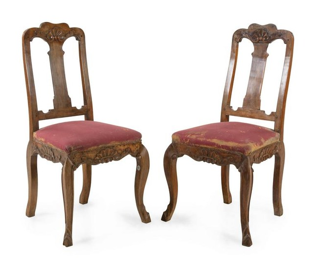A Pair of Dutch Walnut Side Chairs