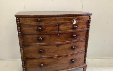A Regency mahogany bowfront chest, width 120cm, depth 64cm, ...