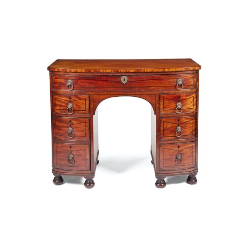 A Regency mahogany bowfront dressing table Inlaid with eboni...