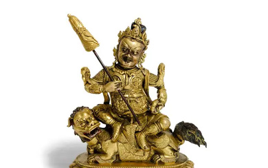 A Sino-Tibetan gilt copper-alloy figure of Vaishravana Qing dynasty, 17th/18th century The...
