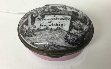 A South Staffordshire enamel patch box 'A Remembrance of Friendship' circa 1810-20