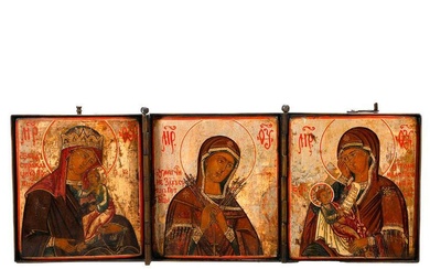 A Triptych Travel Icon with Brass Case.
