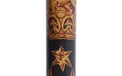 A VICTORIAN PAINTED WOOD SHORT TRUNCHEON
