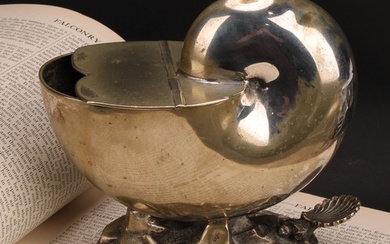 A Victorian E.P.N.S novelty spoon warmer, as a nautilus shel...