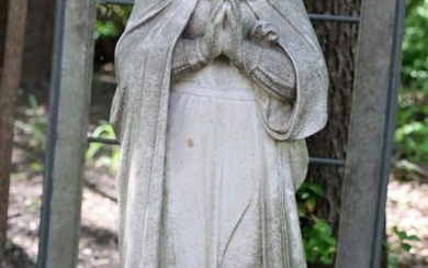 A WELL CARVED WHITE MARBLE FIGURE OF THE MADONNA