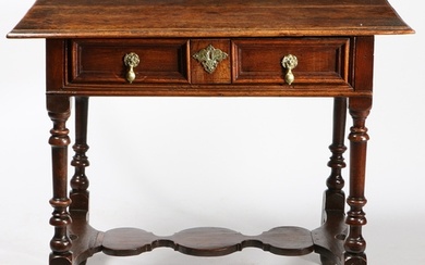A WILLIAM & MARY OAK SIDE TABLE, CIRCA 1690. Having a top of...