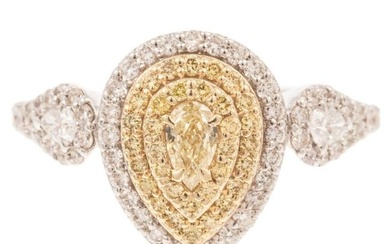 A Yellow Pear Shaped Diamond Ring in 18K