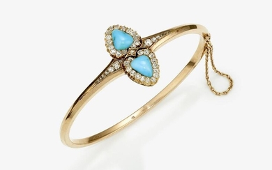 A bangle with turquoises and diamonds