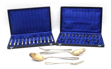 A cased set of twelve 800 silver fruit knives and forks