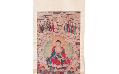 A chinese painting of Vairocana with attendants