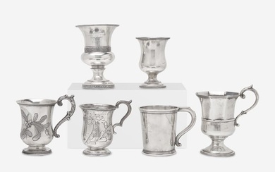 A collection of six coin silver presentation cups, Hezekiah S. Sprague (1800-1886), Newark, OH