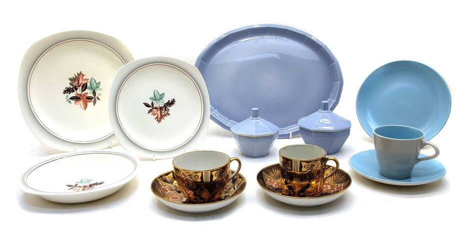 A collection of six setting Poole pottery tableware