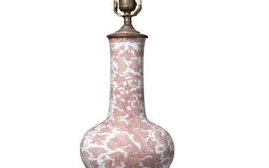 A copper-red-decorated 'dragon' vase, now mounted as a lamp
