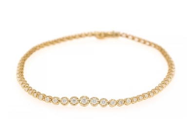 A diamond bracelet set with numerous brilliant-cut diamonds totalling app. 0.98 ct., mounted in 18k gold. L. 18.7 cm.