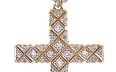 A diamond pendant cross, set with brilliant-cut diamonds, 5.5cm x 3cm