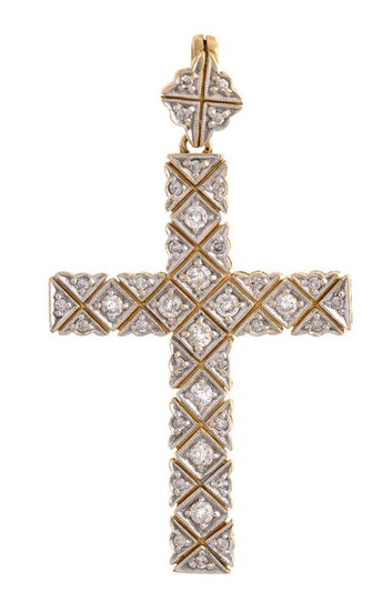 A diamond pendant cross, set with brilliant-cut diamonds, 5.5cm x 3cm