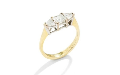 A diamond three-stone ring