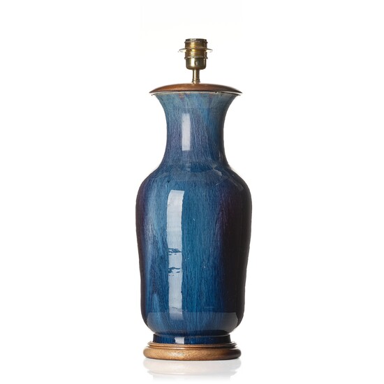 A flambe glazed vase/table lamp, Qing dynasty, 19th Century.