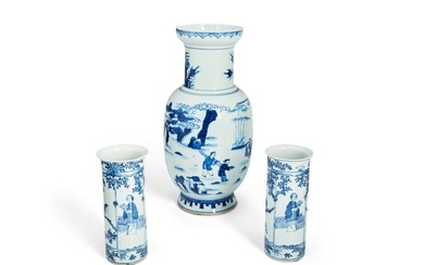 A group of Chinese blue and white porcelain vases
