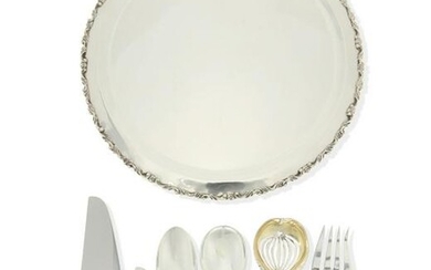 A group of sterling silver serving items