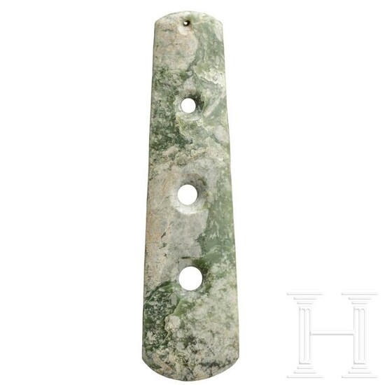 A large Chinese ceremonial jade axe blade