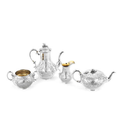 A matched Victorian three-piece silver tea and coffee service