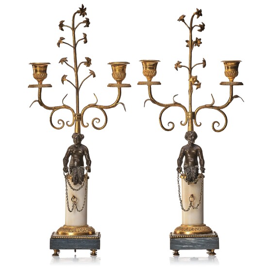 A pair Directoire two-lights candelabra.