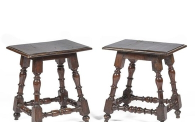 A pair of 17th century Venetian walnut stools