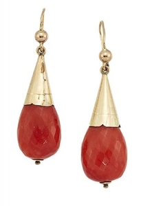 A pair of 19th century gold-mounted coral...