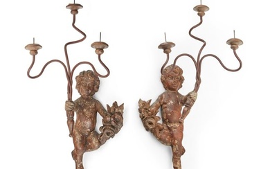 A pair of Continental figural sconces