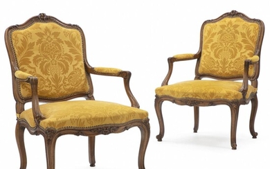SOLD. A pair of French Louis XV walnut and beech armchairs. Late 19th century. (2) – Bruun Rasmussen Auctioneers of Fine Art