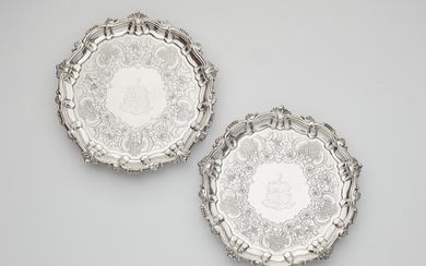 A pair of George IV silver salvers