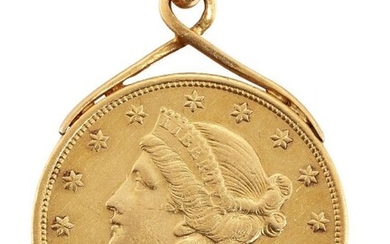 A pendant mounted gold USA 20 dollar...