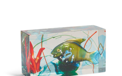 ALFREDO BARBINI (1912-2007) Aquarium Sculpture circa 1950-70 internally decorated glass...
