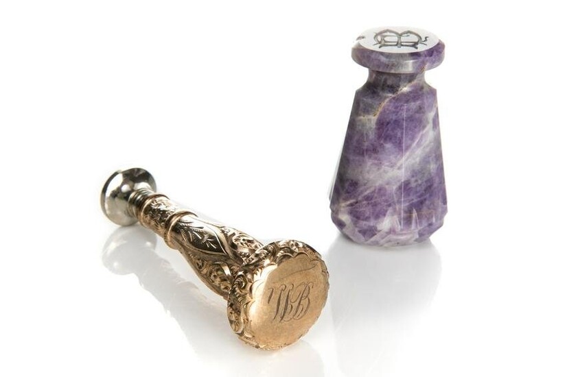 AMETHYST & SILVER GILT SEAL MATRICES