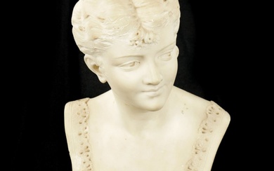 AN EARLY 20TH CENTURY ITALIAN CARVED MARBLE BUST OF...