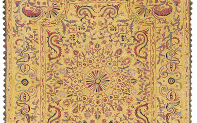 AN EMBROIDERED SILK PANEL DECCAN OR GUJARAT, INDIA, 19TH CENTURY