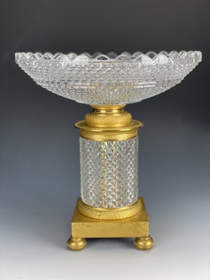 AN EMPIRE STYLE DORE BRONZE & BACCARAT CRYSTAL BOWL
